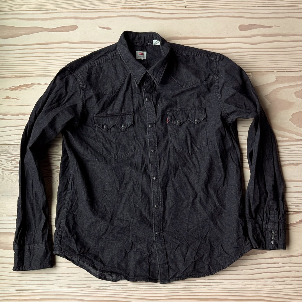 Title:
Levi’s Sawtooth Denim Shirt XXL Black Western Style
